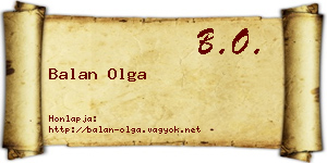 Balan Olga névjegykártya